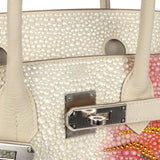 Custom "Paradise" Swarovski Crystal Hermes Birkin 30 Craie Togo Palladium Hardware