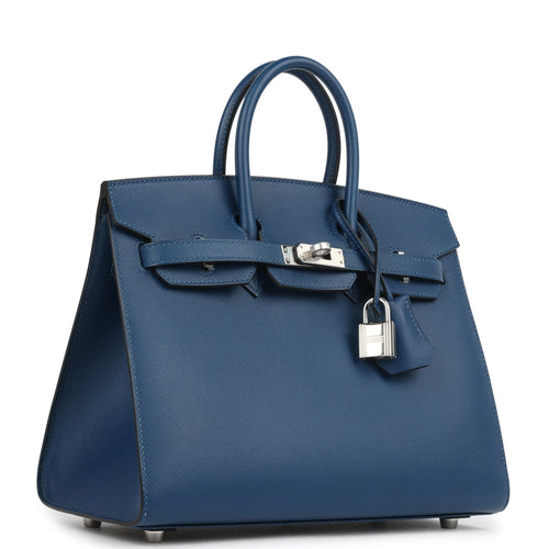 Hermes Birkin Sellier 25 Deep Bleu Madame Palladium Hardware