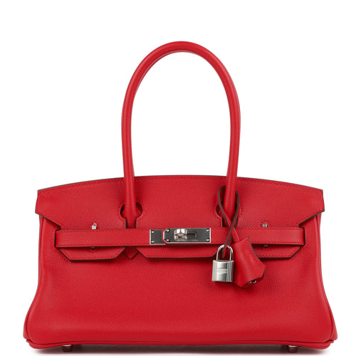 Hermes Shoulder Birkin Light 29 Rouge Radieux Evercolor Palladium Hardware