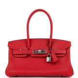 Hermes Shoulder Birkin Light 29 Rouge Radieux Evercolor Palladium Hardware