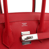 Hermes Shoulder Birkin Light 29 Rouge Radieux Evercolor Palladium Hardware