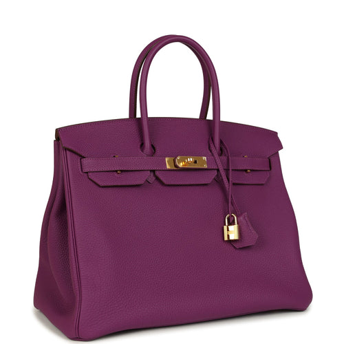 Pre-owned Hermes Birkin 35 Anemone Togo Gold Hardware