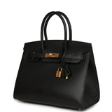 Pre-owned Hermes Birkin Sellier 30 Black Monsieur Gold Hardware