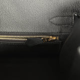 Pre-owned Hermes Birkin Sellier 30 Black Monsieur Gold Hardware
