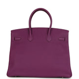 Pre-owned Hermes Birkin 35 Anemone Togo Palladium Hardware