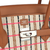 Hermes Shoulder Birkin Light 39 Multicolor Toile and Gold Swift Palladium Hardware