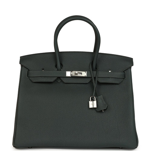 Hermes Birkin 35 Vert Fonce Togo Palladium Hardware