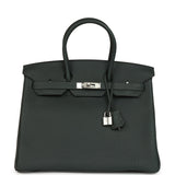Hermes Birkin 35 Vert Fonce Togo Palladium Hardware