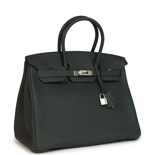 Hermes Birkin 35 Vert Fonce Togo Palladium Hardware
