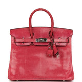 Vintage Hermes Birkin 25 Fuchsia Varanus Niloticus Lizard Palladium Hardware