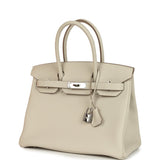Pre-owned Hermes Birkin 30 Craie Togo Palladium Hardware