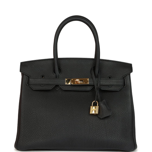 Pre-owned Hermes Birkin 30 Black Togo Gold Hardware