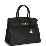 Pre-owned Hermes Birkin 30 Black Togo Gold Hardware