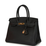 Pre-owned Hermes Birkin 30 Black Togo Gold Hardware