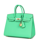 Hermes Birkin Sellier 25 Vert Comics Epsom Gold Hardware