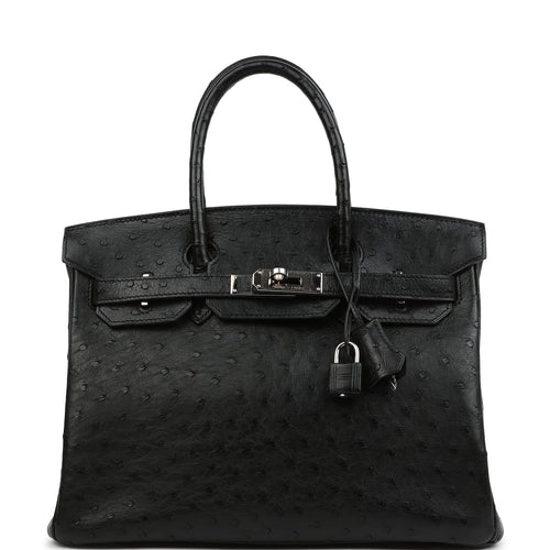 Vintage Hermes Birkin 30 Black Ostrich Palladium Hardware