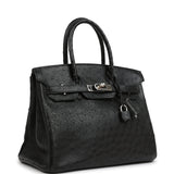 Vintage Hermes Birkin 30 Black Ostrich Palladium Hardware