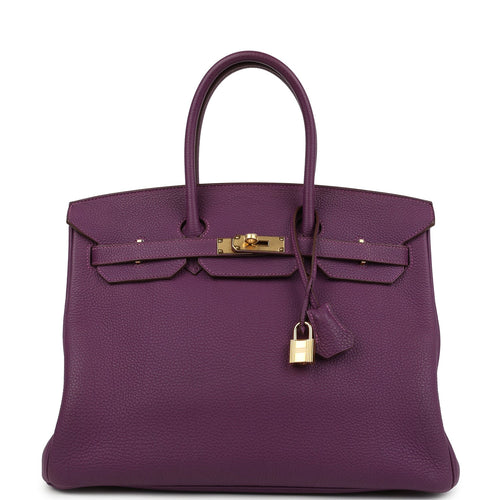 Pre-owned Hermes Birkin 35 Anemone Togo Gold Hardware