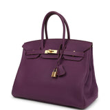 Pre-owned Hermes Birkin 35 Anemone Togo Gold Hardware