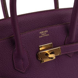 Pre-owned Hermes Birkin 35 Anemone Togo Gold Hardware