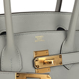 Hermes Shoulder Birkin Light 29 Bleu Glacier Evercolor Gold Hardware