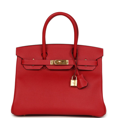 Pre-owned Hermes Birkin 30 Rouge Casaque Epsom Gold Hardware