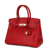 Pre-owned Hermes Birkin 30 Rouge Casaque Epsom Gold Hardware