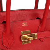 Pre-owned Hermes Birkin 30 Rouge Casaque Epsom Gold Hardware