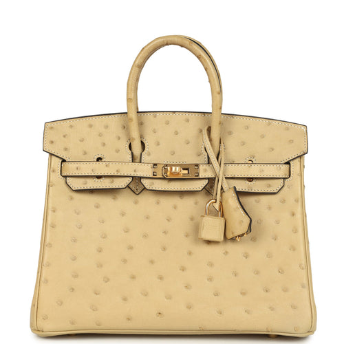 Hermes Birkin 25 Trench Ostrich Gold Hardware
