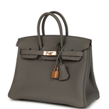 Pre-owned Hermes Birkin 25 Etain Togo Rose Gold Hardware