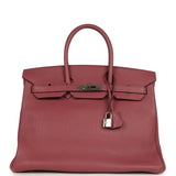 Pre-owned Hermes Birkin 35 Bois De Rose Fjord Palladium Hardware