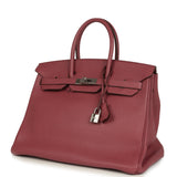 Pre-owned Hermes Birkin 35 Bois De Rose Fjord Palladium Hardware