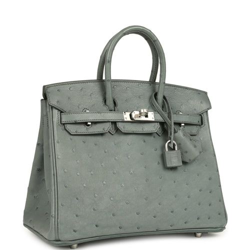 Hermes Birkin 25 Vert Amande Ostrich Palladium Hardware