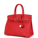Pre-owned Hermes Birkin 30 Rouge Casaque Epsom Gold Hardware
