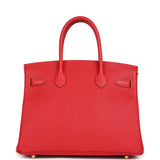 Pre-owned Hermes Birkin 30 Rouge Casaque Epsom Gold Hardware