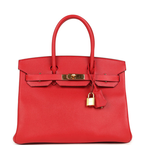 Pre-owned Hermes Birkin 30 Rouge Casaque Epsom Gold Hardware
