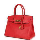 Pre-owned Hermes Birkin 30 Rouge Casaque Epsom Gold Hardware