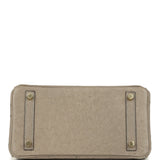 Pre-owned Hermes Birkin 25 Gris Tourterelle Ostrich Gold Hardware