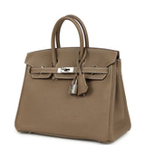 Pre-owned Hermes Birkin 25 Etoupe Togo Palladium Hardware
