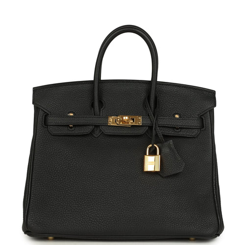 Pre-owned Hermes Birkin 25 Black Togo Gold Hardware