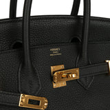 Pre-owned Hermes Birkin 25 Black Togo Gold Hardware