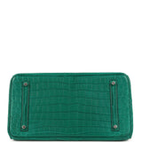 Pre-owned Hermes Birkin 35 Malachite Matte Niloticus Crocodile Palladium Hardware