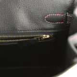 Pre-owned Hermes Special Order (HSS) Birkin 25 Craie and Black Epsom Brushed Gold Hardware