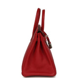 Pre-owned Hermes Birkin 25 Rouge Casaque Togo Palladium Hardware