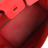 Pre-owned Hermes Birkin 25 Rouge Casaque Togo Palladium Hardware