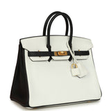 Hermes Special Order (HSS) Birkin 25 Bi-Color White and Black Clemence Brushed Gold Hardware