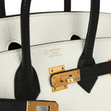 Hermes Special Order (HSS) Birkin 25 Bi-Color White and Black Clemence Brushed Gold Hardware