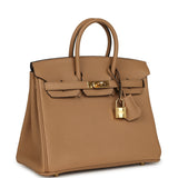 Pre-owned Hermes Birkin 25 Chai Togo Gold Hardware