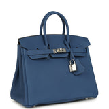 Hermes Birkin 25 Bleu Tie Togo Palladium Hardware