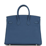 Hermes Birkin 25 Bleu Tie Togo Palladium Hardware